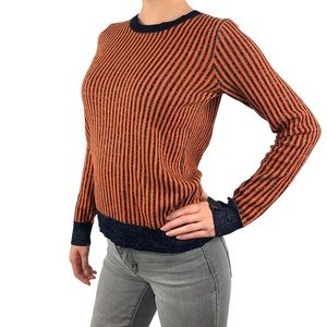 Scotch & Soda Maison Scotch Dans La Nuit Orange Black Striped Glitter Sweater XS